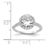 Cheryl M Sterling Silver Rhodium-plated Brilliant-cut CZ Round Halo with Side Stones Ring - QC-2F44585C-8458