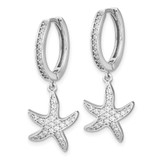 Cheryl M Sterling Silver Rhodium-plated Brilliant-cut CZ Starfish Hoop Dangle Earrings