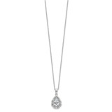 Cheryl M Sterling Silver Rhodium-plated Brilliant-cut CZ Teardrop 18 Inch Necklace with 2 Inch Extender