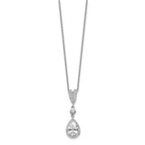 Cheryl M Sterling Silver Rhodium-plated Brilliant-cut CZ Teardrop and Bezel Halo 18 Inch Necklace