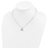 Cheryl M Sterling Silver Rhodium-plated Brilliant-cut CZ Whale Tail 16 Inch Necklace with 2 Inch Extender