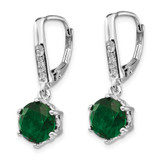Cheryl M Sterling Silver Rhodium-plated Brilliant-cut Green Glass and Brilliant-cut White CZ Leverback Dangle Earrings