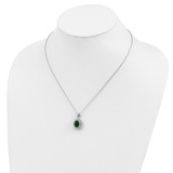 Cheryl M Sterling Silver Rhodium-plated Brilliant-cut Green Glass and Brilliant-cut White CZ Oval 18.25 Inch Necklace