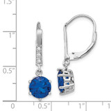 Cheryl M Sterling Silver Rhodium-plated Brilliant-cut Lab Created Dark Blue Spinel and Brilliant-cut White CZ Leverback Dangle Earrings - QC-055593C6-8499