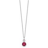 Cheryl M Sterling Silver Rhodium-plated Brilliant-cut Lab Created Ruby and Brilliant-cut White CZ Round Halo 18 Inch Necklace - QC-AED92EBB-4799