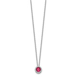 Cheryl M Sterling Silver Rhodium-plated Brilliant-cut Lab Created Ruby and Brilliant-cut White CZ Round Halo 18 Inch Necklace - QC-EB744E63-6333