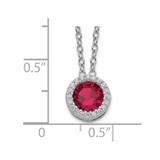 Cheryl M Sterling Silver Rhodium-plated Brilliant-cut Lab Created Ruby and Brilliant-cut White CZ Round Halo 18 Inch Necklace - QC-EB744E63-6333