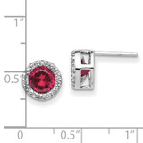 Cheryl M Sterling Silver Rhodium-plated Brilliant-cut Lab Created Ruby and Brilliant-cut White CZ Round Halo Post Earrings - QC-7CBA806F-3873