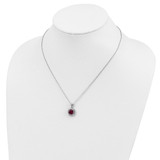 Cheryl M Sterling Silver Rhodium-plated Brilliant-cut Lab Created Ruby and Brilliant-cut/Baguette-cut White CZ 18 Inch Necklace