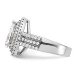 Cheryl M Sterling Silver Rhodium-plated Brilliant-cut Pear CZ Double Halo Ring - QC-719411B2-3799