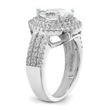 Cheryl M Sterling Silver Rhodium-plated Brilliant-cut Pear CZ Double Halo Ring - QC-BD63E951-4939