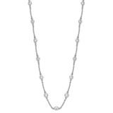 Cheryl M Sterling Silver Rhodium-plated Brilliant-cut Round CZ 19 Station 18.5 Inch Necklace