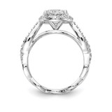 Cheryl M Sterling Silver Rhodium-plated Brilliant-cut Round CZ Halo Center and Twisted Design Ring - QC-B5C728C0-9151