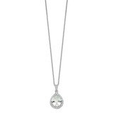 Cheryl M Sterling Silver Rhodium-plated Brilliant-cut Teardrop CZ Halo 18 Inch Necklace