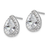 Cheryl M Sterling Silver Rhodium-plated Brilliant-cut Teardrop CZ Halo Post Earrings