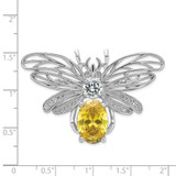 Cheryl M Sterling Silver Rhodium-plated Brilliant-cut Yellow and White CZ Bee Pin