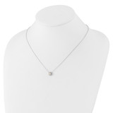 Cheryl M Sterling Silver Rhodium-plated Button Freshwater Cultured Pearl and Brilliant-cut CZ Halo 18 Inch Necklace