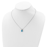 Cheryl M Sterling Silver Rhodium-plated Cabochon Lab Created Blue Opal and Brilliant-cut CZ Split Bail 18.5 Inch Necklace