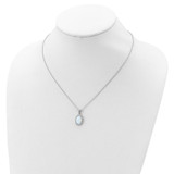 Cheryl M Sterling Silver Rhodium-plated Cabochon Lab Created Opal and Brilliant-cut CZ Oval Halo 18 Inch Necklace - QC-3F5C9A7B-9252
