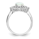 Cheryl M Sterling Silver Rhodium-plated Cabochon Lab Created Opal and Brilliant-cut CZ Ring - QC-A234B8BF-8058