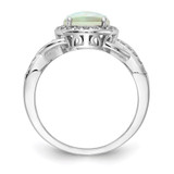 Cheryl M Sterling Silver Rhodium-plated Cabochon Lab Created Opal and Brilliant-cut CZ Woven Pattern Ring - QC-FD2B6CD4-3209