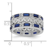 Cheryl M Sterling Silver Rhodium-plated Emerald-cut & Brilliant-cut Blue and White CZ Three Piece Eternity Ring Set - QC-F338B48B-5460