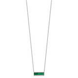 Cheryl M Sterling Silver Rhodium-plated Emerald-cut Green Nano Crystal and Brilliant-cut White CZ Bar 18 Inch Necklace
