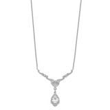 Cheryl M Sterling Silver Rhodium-plated Fancy Brilliant-cut CZ Teardrop Dangle 16 Inch Necklace with 2.25 Inch Extender