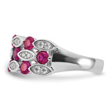 Cheryl M Sterling Silver Rhodium-plated Fancy Brilliant-cut Lab Created Ruby and Brilliant-cut White CZ Ring - QC-5AB96820-6081