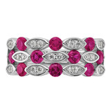 Cheryl M Sterling Silver Rhodium-plated Fancy Brilliant-cut Lab Created Ruby and Brilliant-cut White CZ Ring - QC-A4E1098F-3427