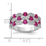 Cheryl M Sterling Silver Rhodium-plated Fancy Brilliant-cut Lab Created Ruby and Brilliant-cut White CZ Ring - QC-E501CCC2-2074