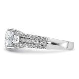 Cheryl M Sterling Silver Rhodium-plated Fancy Brilliant-cut Round CZ Center Stone Ring - QC-A6EF4180-6086