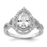 Cheryl M Sterling Silver Rhodium-plated Fancy Brilliant-cut Teardrop CZ Ring - QC-2E5C82F9-8174
