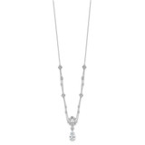 Cheryl M Sterling Silver Rhodium-plated Fancy Cushion-cut and Brilliant-cut CZ Teardrop Dangle 18 Inch Necklace