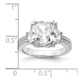 Cheryl M Sterling Silver Rhodium-plated Fancy Cushion-cut Baguette-cut and Brilliant-cut CZ Ring - QC-A6A610BC-1474