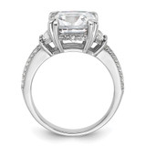 Cheryl M Sterling Silver Rhodium-plated Fancy Cushion-cut Baguette-cut and Brilliant-cut CZ Ring - QC-E989B73E-2301