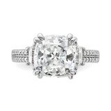 Cheryl M Sterling Silver Rhodium-plated Fancy Cushion-cut Baguette-cut and Brilliant-cut CZ Ring - QC-E989B73E-2301