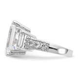 Cheryl M Sterling Silver Rhodium-plated Fancy Emerald-cut and Brilliant-cut CZ 3 Stone Ring - QC-2BE42AFD-4442