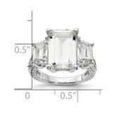 Cheryl M Sterling Silver Rhodium-plated Fancy Emerald-cut and Brilliant-cut CZ 3 Stone Ring - QC-2BE42AFD-4442
