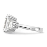 Cheryl M Sterling Silver Rhodium-plated Fancy Emerald-cut and Brilliant-cut CZ 3 Stone Ring - QC-B0F85322-7706