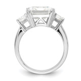 Cheryl M Sterling Silver Rhodium-plated Fancy Emerald-cut and Brilliant-cut CZ 3 Stone Ring - QC-D25053BB-2976