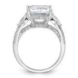 Cheryl M Sterling Silver Rhodium-plated Fancy Emerald-cut and Brilliant-cut CZ Ring - QC-AC1BF8C9-9674