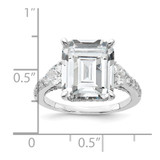Cheryl M Sterling Silver Rhodium-plated Fancy Emerald-cut and Brilliant-cut CZ Ring - QC-DD0B85FF-7971