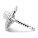 Cheryl M Sterling Silver Rhodium-plated Freshwater Cultured Pearl and Brilliant-cut CZ Fancy Teardrop Design Ring - QC-30D83F64-5770