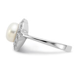 Cheryl M Sterling Silver Rhodium-plated Freshwater Cultured Pearl and Brilliant-cut CZ Ring - QC-D0C4692D-7840