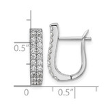 Cheryl M Sterling Silver Rhodium-plated Polished 2-Row CZ Hinged Hoop Earrings