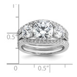 Cheryl M Sterling Silver Rhodium-plated Polished 3-Stone CZ Ring with 2 Bands Ring Set - QC-3DB46378-4137