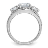 Cheryl M Sterling Silver Rhodium-plated Polished 3-Stone CZ Ring with 2 Bands Ring Set - QC-989EA9A8-7122