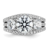 Cheryl M Sterling Silver Rhodium-plated Polished 3-Stone CZ Ring with 2 Bands Ring Set - QC-989EA9A8-7122