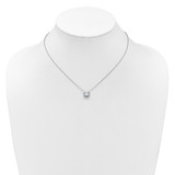 Cheryl M Sterling Silver Rhodium-plated Polished 9mm Bezel Set CZ 16 Inch with 2 Inch Extension Necklace